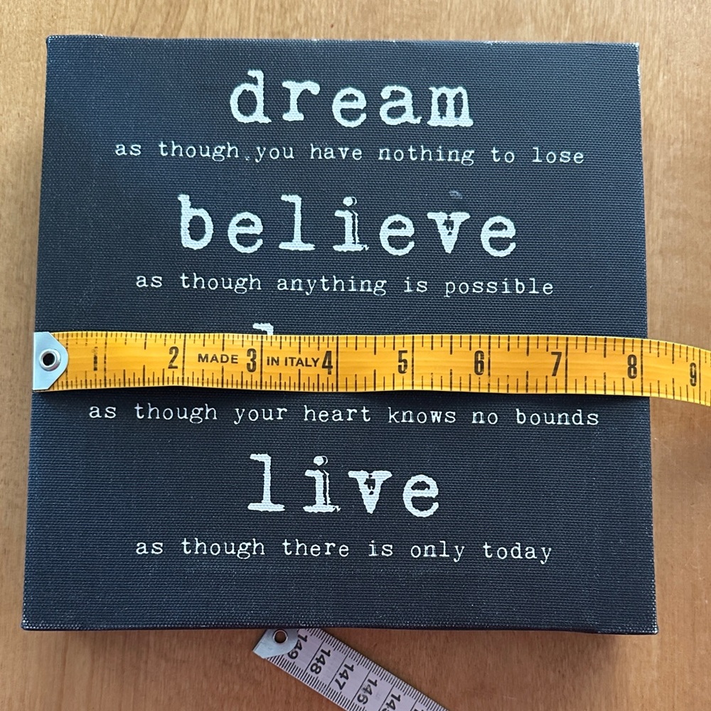 Inspirational Typography Canvas Sign Dream Believe Love Live Dark Gray 🖤 - Picture 2 of 5